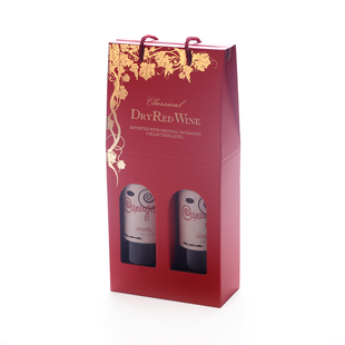 红酒包装袋盒子高档礼盒礼品手提纸袋子双只支葡萄酒纸盒2支装