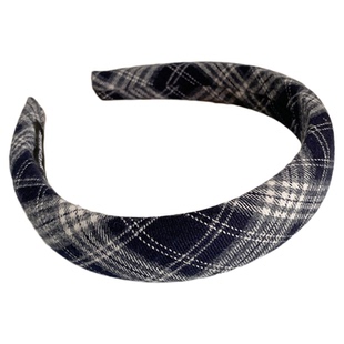 复古深蓝格子布艺发箍女2025新款发饰高颅顶头箍压发简约气质头饰