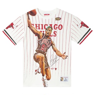 mitchell&ness短袖T恤公牛队猛龙队经典复古圆领运动T恤情侣MN