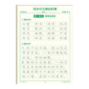 同步作文四年级下册同步字帖语文作文素材练字帖小学生专用好词好句摘抄本优美句子积累字帖五六年级上下册每日一练词语楷书描红本