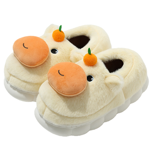 可爱棉拖鞋女冬季厚底2025新款室内家居包跟毛绒保暖棉鞋外穿全包