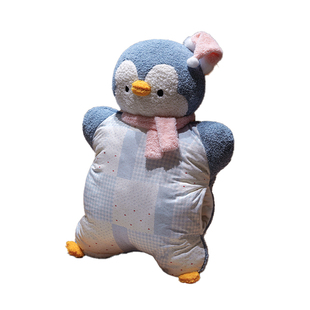 可爱企鹅豆袋抱枕被子两用办公室午睡枕头毯子三合一注水式热水袋