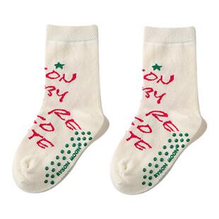 RYSONMOON童装男宝女包百搭无感防滑袜无骨宝宝棉中筒袜字母潮袜