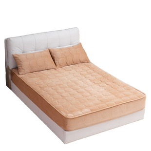 Etrip Home冬季珊瑚绒牛奶绒加厚夹棉床笠床垫保护罩三件套