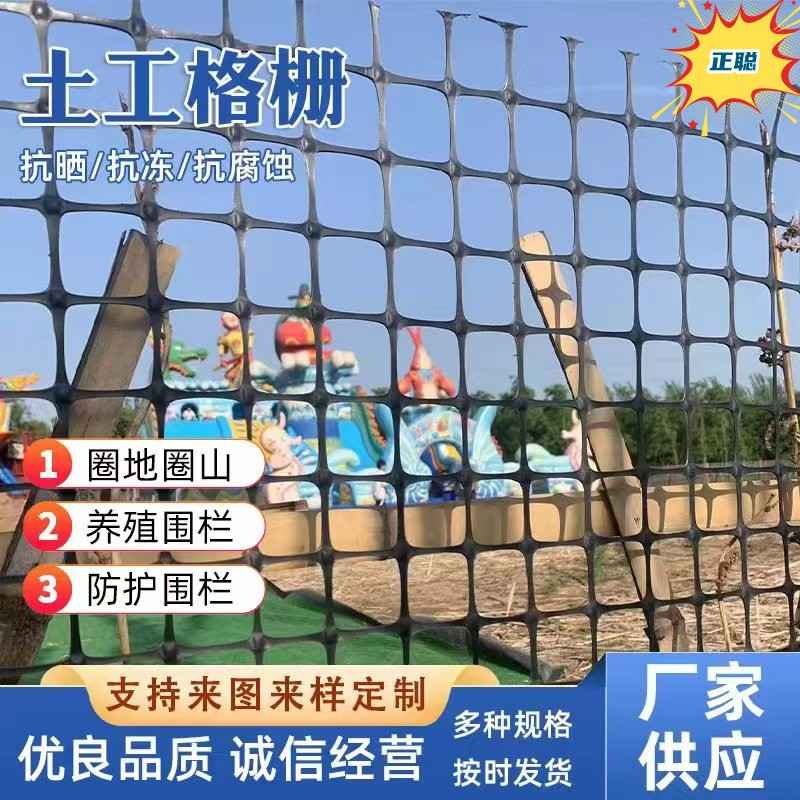 养鸡塑料围栏土工格栅格防护网塑料网大棚膜圈地鱼塘栅网托防护网