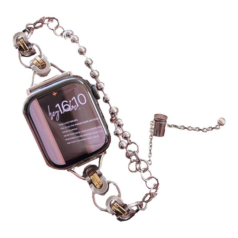双圈设计款不锈钢链适用于苹果applewatchs978代6543SE静静的表带