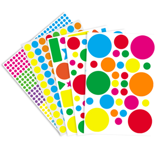 彩色圆点不干胶贴纸幼儿园草间弥生贴画分类记号圆形空白封口标签