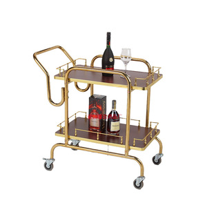 酒店送餐车双层手推车钛金色轻奢酒水车宴会餐厅服务移动茶水车