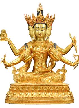 闯隆家用铜器桌面铜鎏金铜像摆件