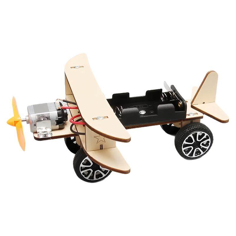 木质电动滑行飞机模型科技小制作学生科学实验手工发明教学材料