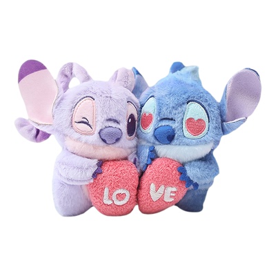 迪士尼正版史迪奇安琪情侣磁吸毛绒挂件星际宝贝钥匙扣玩偶挂饰