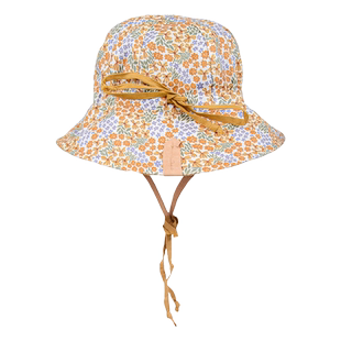 澳洲Bedhead新生儿田园花边公主防晒帽亚麻双面可戴女童帽UPF50+