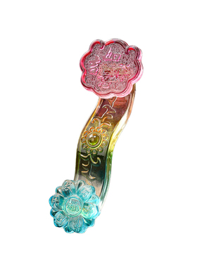 透明水晶如意装饰摆件水景造景莲花造型传统工艺招财摆件琉璃如意