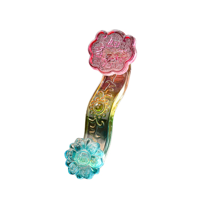 透明水晶如意装饰摆件水景造景莲花造型传统工艺招财摆件琉璃如意