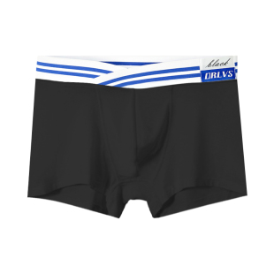 男士平角裤性感蓝白条纹V腰带U凸囊袋内裤男透气抗菌莫代尔四角裤