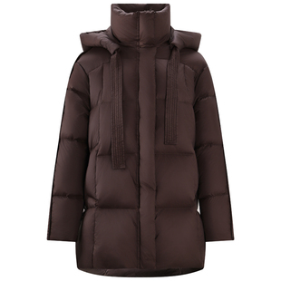 【三防面料】库恩玛维连帽羽绒服女2025冬装新款95白鸭绒保暖外套