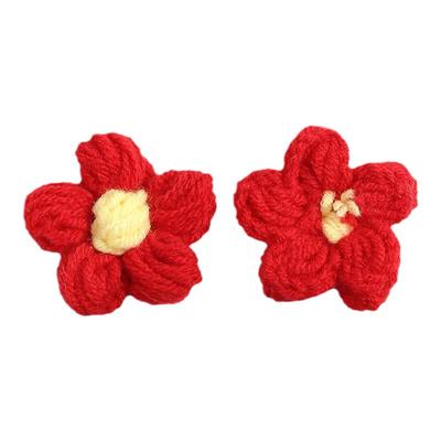 仿真针织毛线泡芙花朵 diy手工辅料鞋帽服装配件假花包包装饰