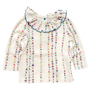 女宝宝花边领长袖上衣春秋打底衣t恤A类全棉进口匹马棉英伦MP风