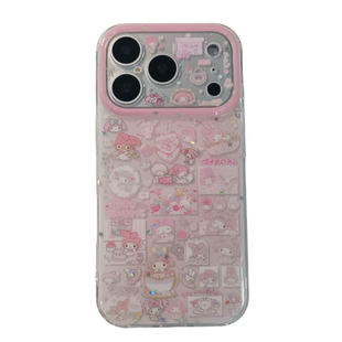日韩可爱卡通美乐蒂插画带链条适用苹果17PRO手机壳iPhone16ProMax新款15pro女款小众13硅胶14防摔全包软壳套