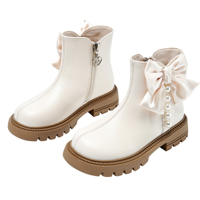 芭比童鞋加绒女童短靴儿童马丁靴