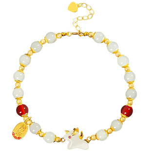 宫里上新马年本命年手链女款和田玉小马玉石纯银高级感生日礼物