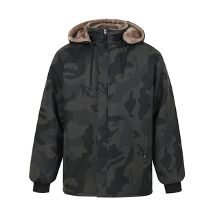 迷彩皮衣男冬季加绒加厚防油防水工作服皮衣皮裤套装男皮衣外套