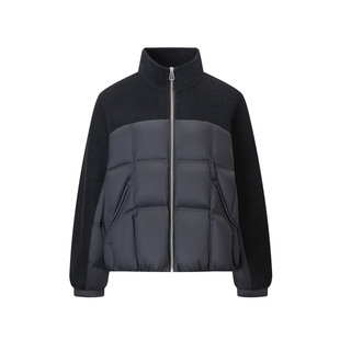 【刘涛同款】千仞岗2025秋冬新款羽绒服短款羊毛拼接外套气质上衣