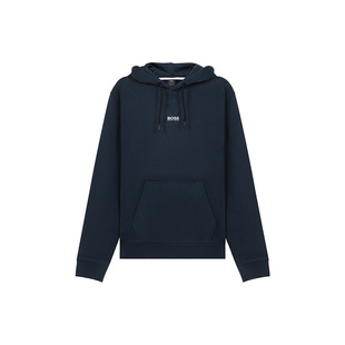 HUGO BOSS SS21 字母Logo图案宽松连帽卫衣 男款 暗蓝色