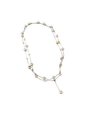 法式复古圆形吊坠珍珠项链轻奢小众毛衣链设计感独特饰品女感