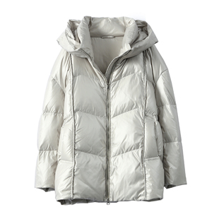 淘么淘【安心95鹅绒】可溯源！三防宽松双向拉链立领连帽羽绒服女