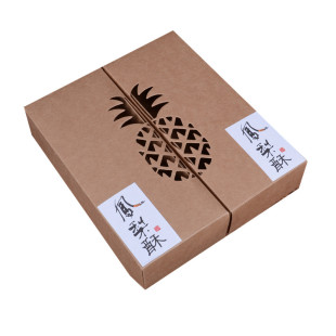 镂空款牛皮纸凤梨酥包装盒土凤梨酥纸盒手提伴手礼盒点心盒子10套