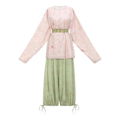 花朝记唐制圆领袄灯笼裤日常汉服