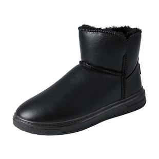 雪地靴女皮毛一体冬季加绒加厚皮面棉鞋外穿防滑保暖面包东北棉靴