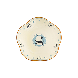 可爱熊猫陶瓷菜盘子家用方形餐盘卡通盘子釉下彩餐具碗具碟子套装