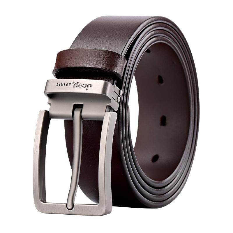 JEEPSPIRIT吉普纯牛皮腰带2025新款真皮带男针扣裤带头层牛皮正品