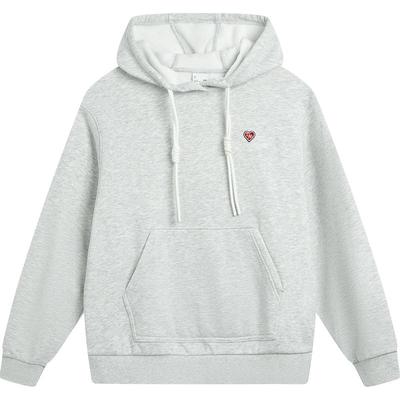 李宁宽松连帽女刺绣套头连帽卫衣