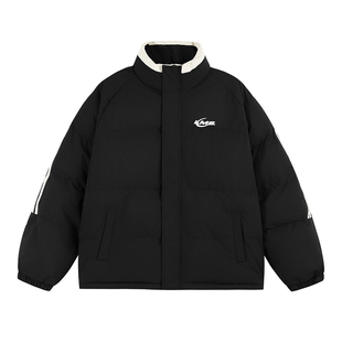 lemanism潮牌美式撞色三条杠字母棉衣男2024冬季情侣款棉服外套女