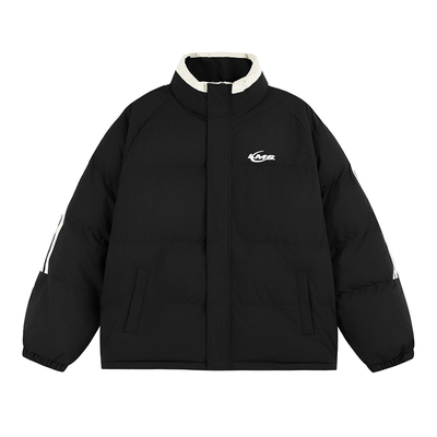 潮牌美式撞色三条杠字母棉衣外套