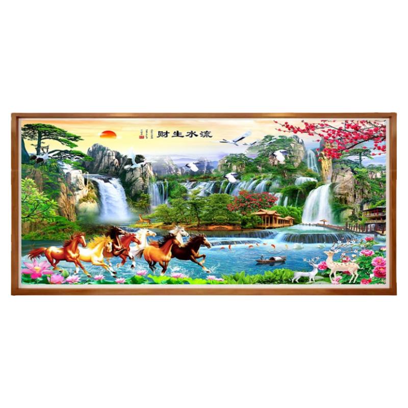 八骏图钻石画方钻客厅满钻十字绣