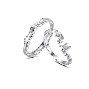 蓝桉已遇释怀鸟情侣ins戒指一对男女情侣款小众开口对戒生日礼物