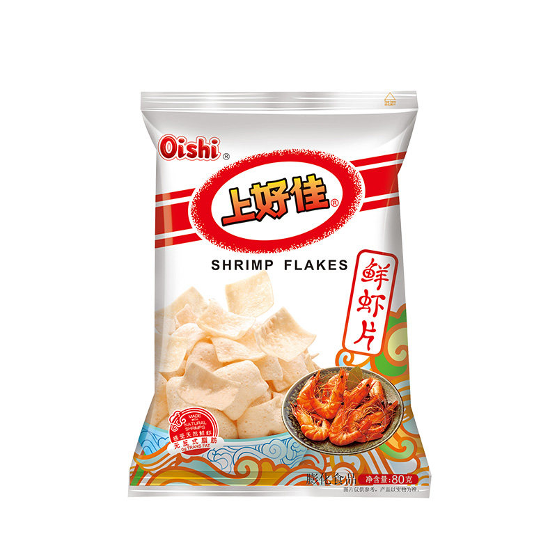 上好佳鲜虾片80克虾条薯片玉米卷田园系列休闲零食膨化包邮大包装