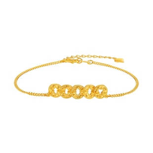 TSL谢瑞麟闪耀多金系列黄金手链5G足金工艺五帝钱手饰计价XQ324