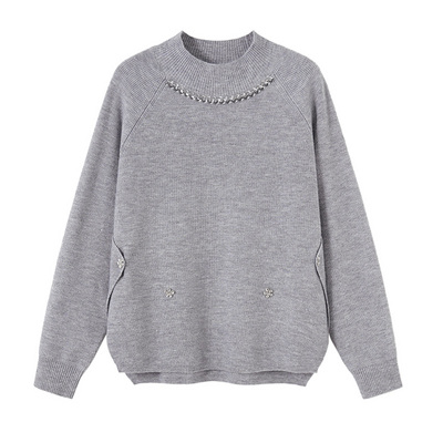 亦白银丝北极绒半高领毛衣针织衫