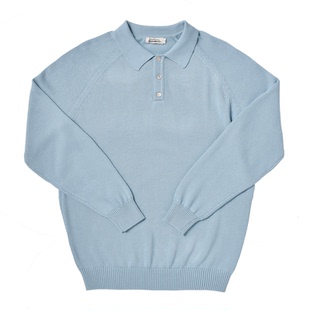 柴米polo衫毛衣男秋季纯棉插肩袖短款长袖上衣休闲套头针织打底衫