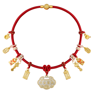 描金银锁纯银宝宝长命锁婴儿银项圈999足银实心吊坠满月周岁礼物