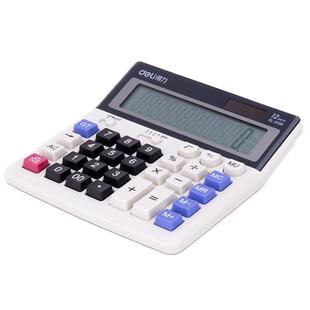 得力太阳能计算器2136多功能财务会计金属12位宽屏电脑按键计算机