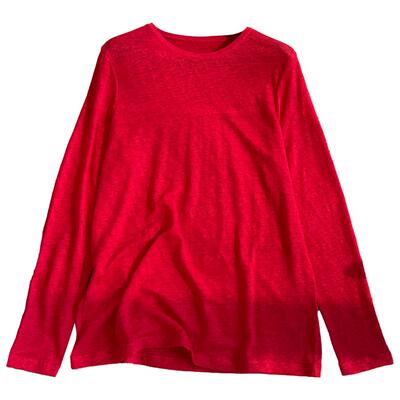 L/P定织定染亚麻针织长袖罩衫女