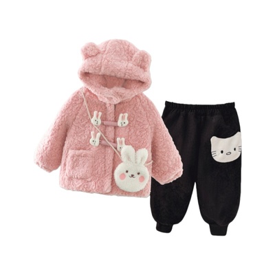 女童加绒套装秋冬季2025新款
