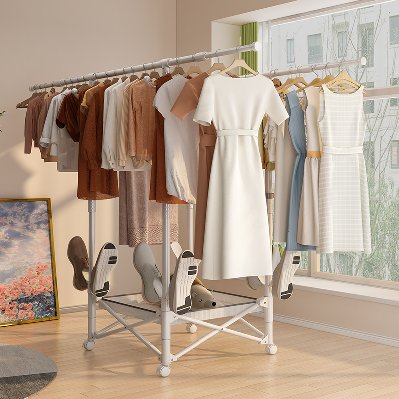 晾衣架室内阳台家用可折叠落地式挂衣架伸缩晾衣杆晒被子神器简易