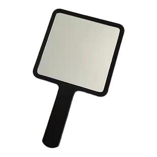 ins风简约手持化妆镜学生随身便携化妆小镜子高级黑色手拿手柄镜